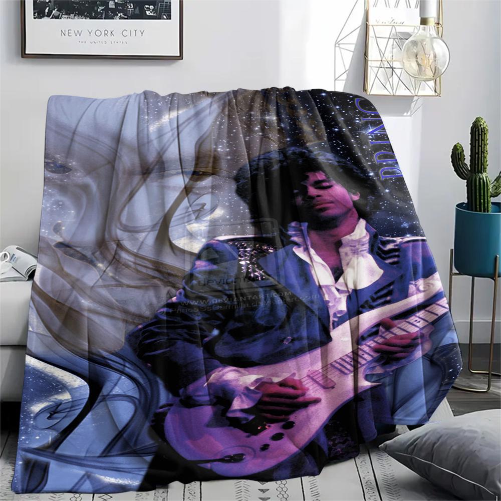 1Pc Purple Rain Print Flannel Blanket, High quality Comfortable for All Seasons, Home Decor, Warmth and Comfort, Perfect for Gifts