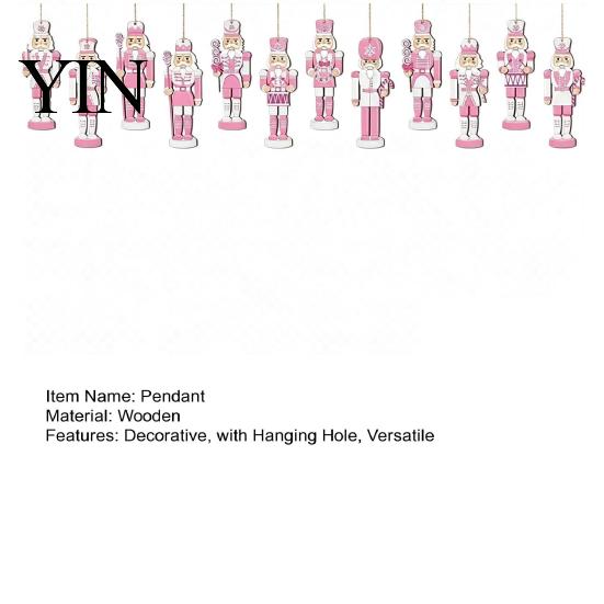 Cute Pastel Wood Soldiers for Garland Pink Wooden Nutcracker Hanging Ornaments Christmas Tree Decorations, Soldier Reusable Pieces Pendants Home Xmas