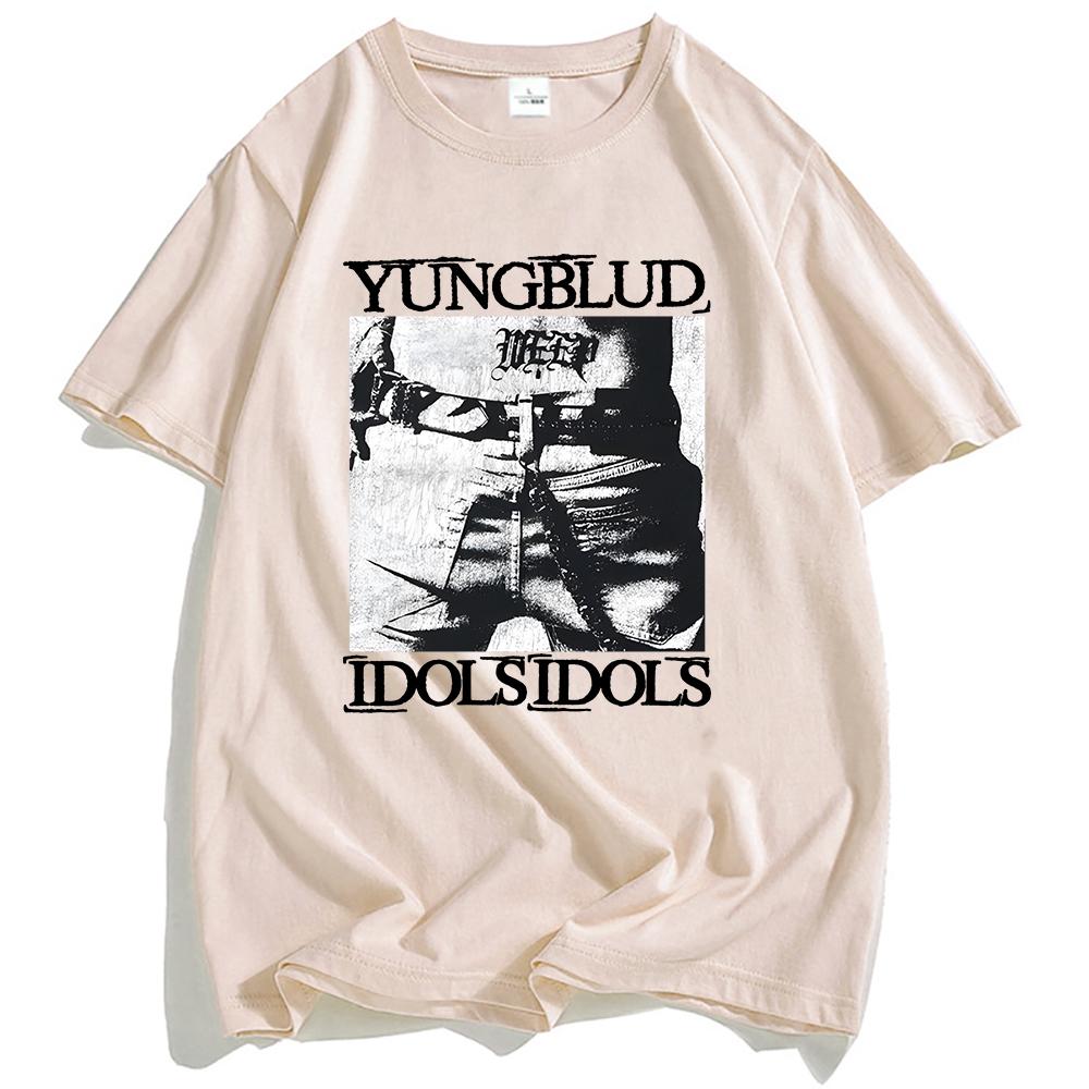 Футболка с татуировками идолов YUNGBLUD, с принтом певца, хлопковая, с коротким рукавом, летняя, унисекс, уличная одежда, хип-хоп, мужские футболки, топ
