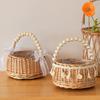 1Pc Handheld Countryside Manual Modern Weaving Simplicity Flower Basket Pearl Photography Props
