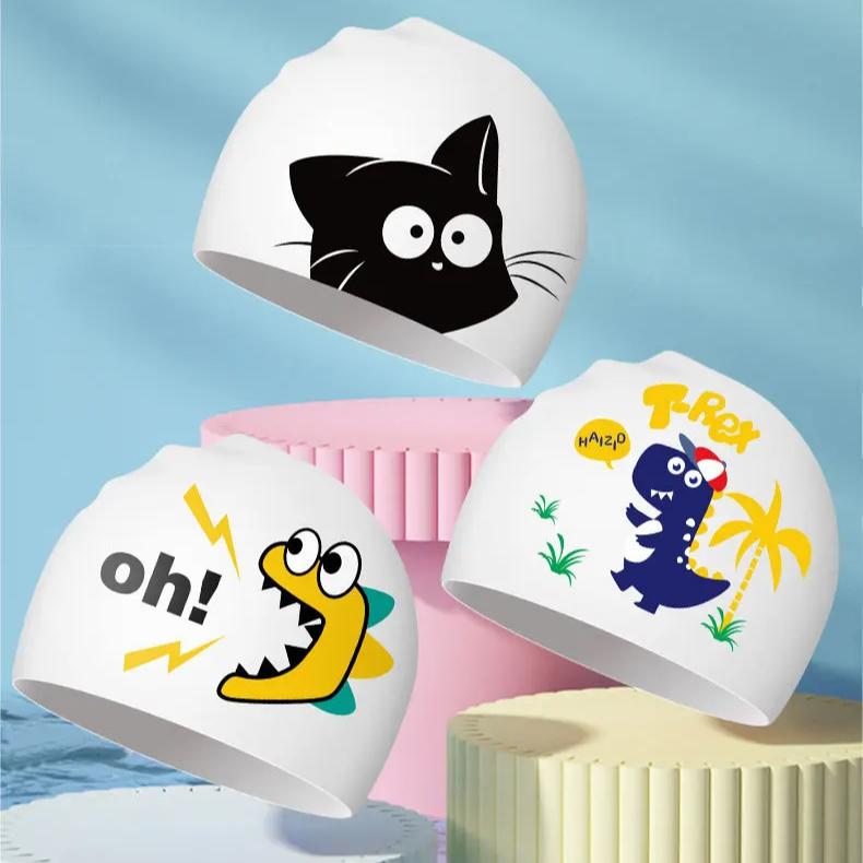 Детские шапочки для плавания Мультяшная шапочка для плавания для мальчиков и девочек Взрослые шапочки для плавания с принтом медведя для женщин Шапочка для плавания Аксессуары для плавания