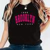 2025 New Summer Women's T-shirt 1898 Brooklyn New York Printed Short Sleeve Warm Casual Street Wear Hip Hop Y2K Clothing Top