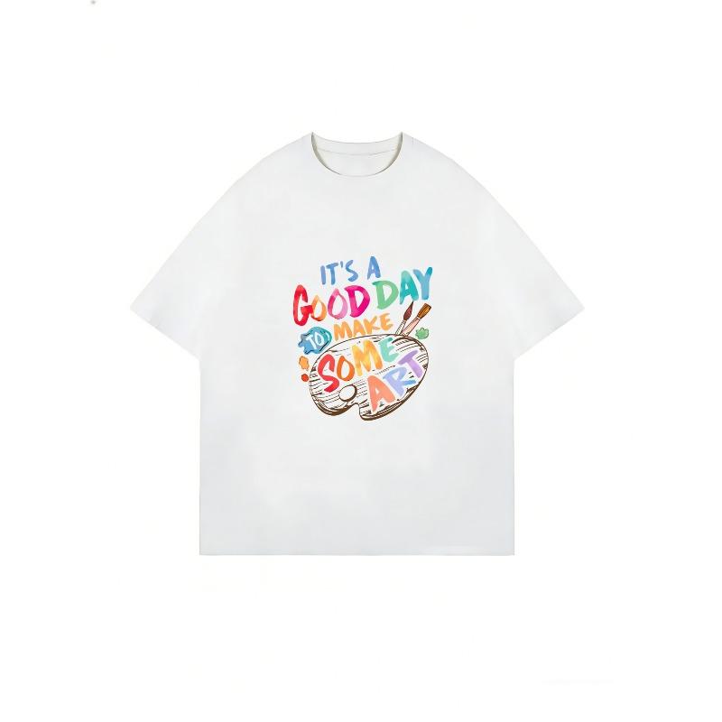 Футболка оверсайз черная Сегодня хороший день, чтобы заняться искусством Графический принт Повседневная одежда для женщин и девушек Повседневные наряды Уличная мода Модный топ