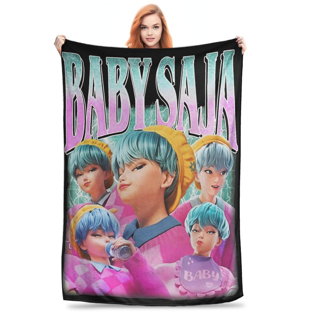 KPop Demon Hunters Baby Saja Blanket Quality Warm Throw Blanket Winter Child Couch Chair Street Trend Bedspread