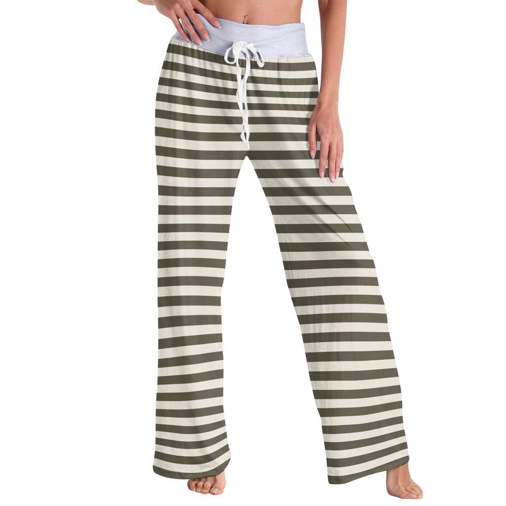Женские модные повседневные удобные пижамные брюки с принтом и широкими штанинами на шнурке