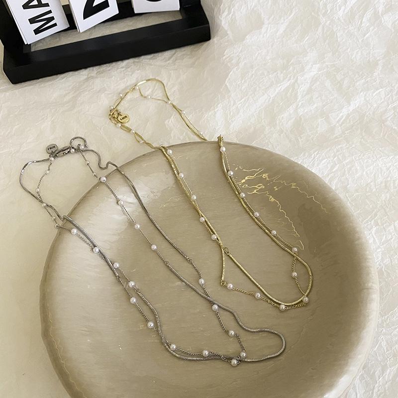 2023 Модный двухслойный жемчужный свитер-ожерелье для женщин - Весна/Лето Нишевый дизайн