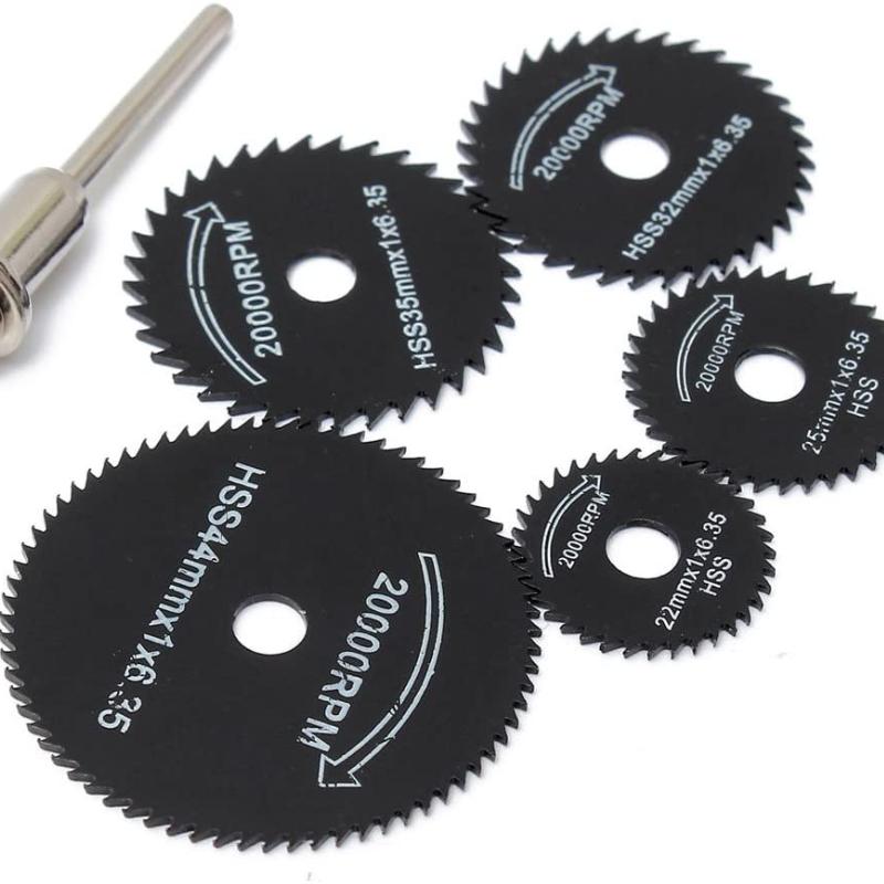 6 шт./компл. 22-44 мм мини HSS дисковая пила, вращающийся инструмент для Dremel, металлический резак, электроинструмент, режущие диски по дереву, дрель, отрезная оправка