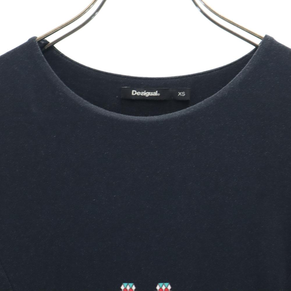 Desigual Платье с коротким рукавом длиной до колена XS Темно-синий система Женский Б/у