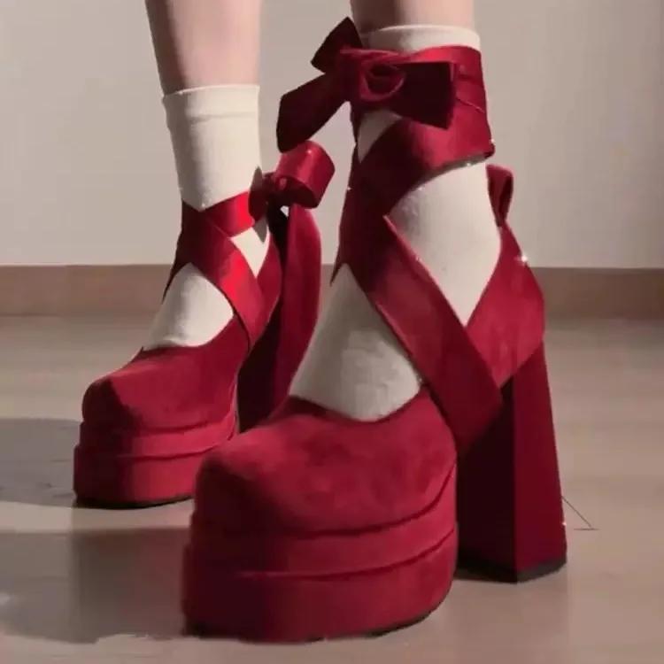 Модные женские туфли Мэри Джейн 2025, новые туфли в стиле Лолита, дизайнерские туфли на платформе для женщин, модные туфли на высоком каблуке, туфли без каблука.