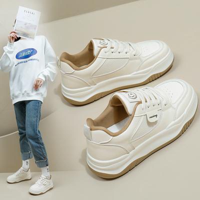 Белые женские туфли, весенние новые студенческие туфли в корейском стиле, модные универсальные туфли на толстой подошве, весенне-осенняя повседневная обувь Q5905