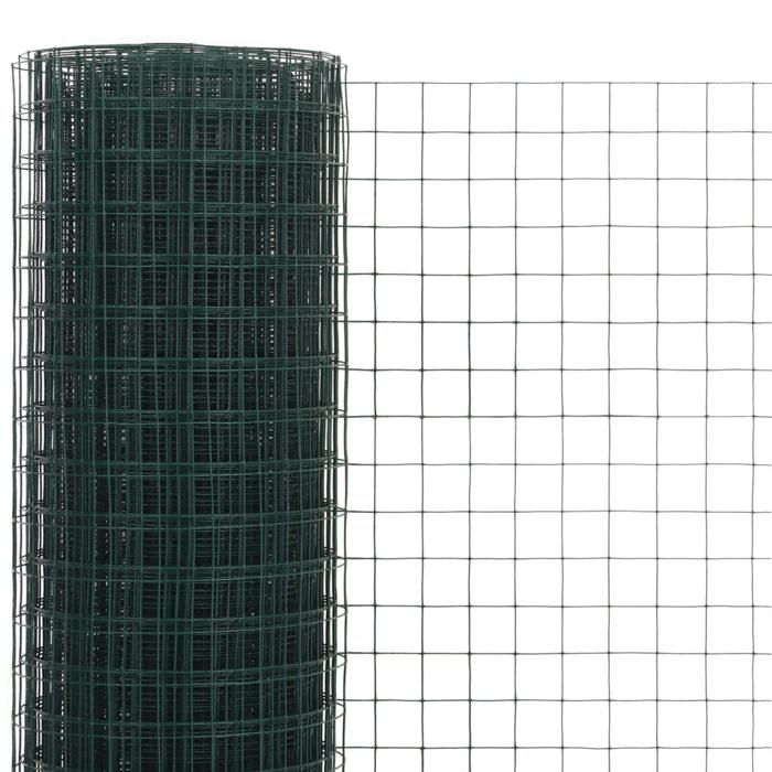VidaXL Grillage Métal Acier Revêtement PVC 10x0,5 m Carré Vert Clôture Jardin 143623