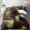 Black Bear Deer Duvet Cover 3pcs Set Woodland Animals Elk Moose Bedding Set Soft Microfiber Comforter Cover with 2 Pillowcases