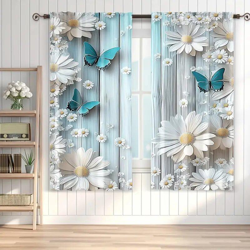 Современные темные шторы с принтом в виде бабочек, оконные украшения, украшения для дома, украшения для комнаты
