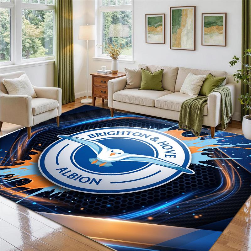Brighton & Hove Albion Football Design Crystal Velvet Rug Soft Decorative Mat for Bedroom Entrance