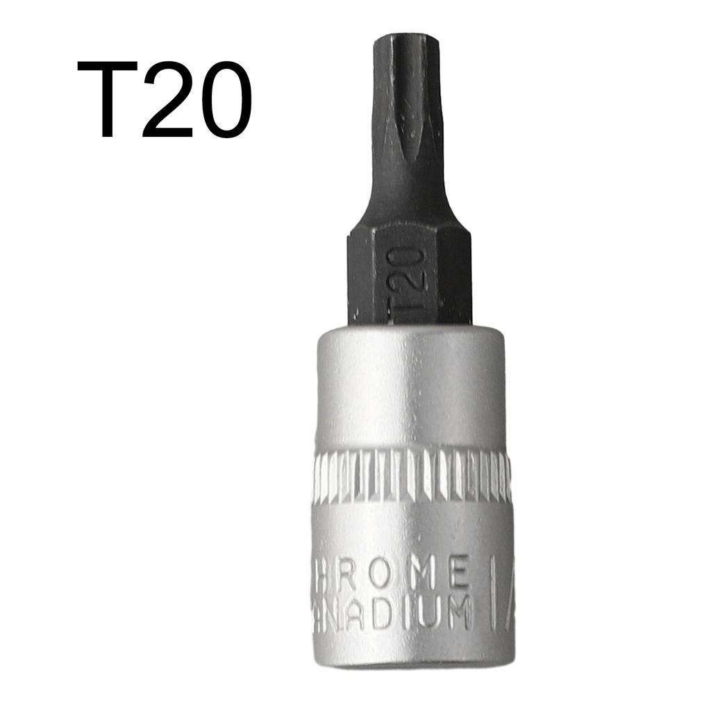 1Pc Screwdriver Bit 1/4Inch Drive Socket Ratchet Socket T8 T15 T20 T25 T27 T30 T40 Extension Rod Socket 38mm Hand Repairing Tool