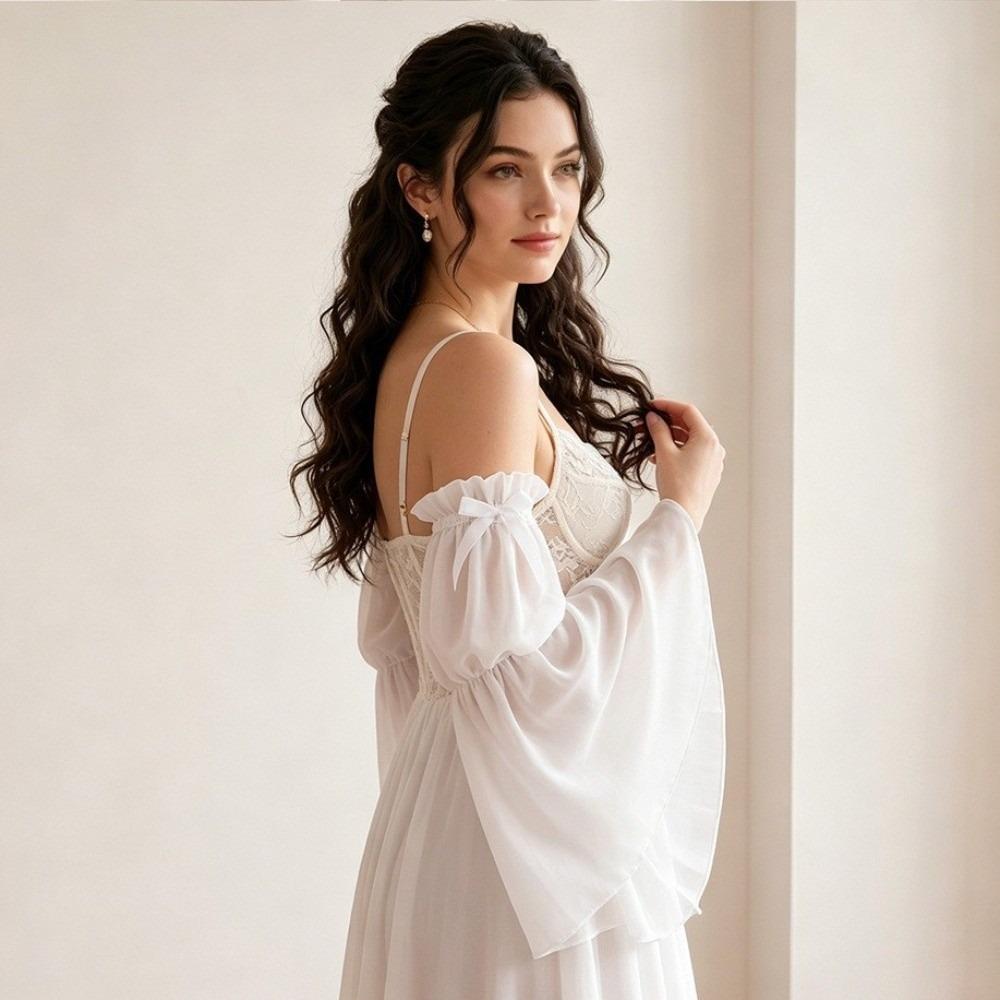1 pair Chiffon Fabric Arm Covers Flare Shape Detachable Cuffs Fake Sleeves Bridesmaids