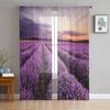 Лавандовый закат, фиолетовое поле цветов, тюль, прозрачные шторы на окна для гостиной, кухни, детской спальни, вуаль, подвесная занавеска