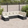 8-Piece Garden Sofa Set with Black Cushions In Poly Rattan, 2-Seater Garden Sofa with Black Cushions 3359226