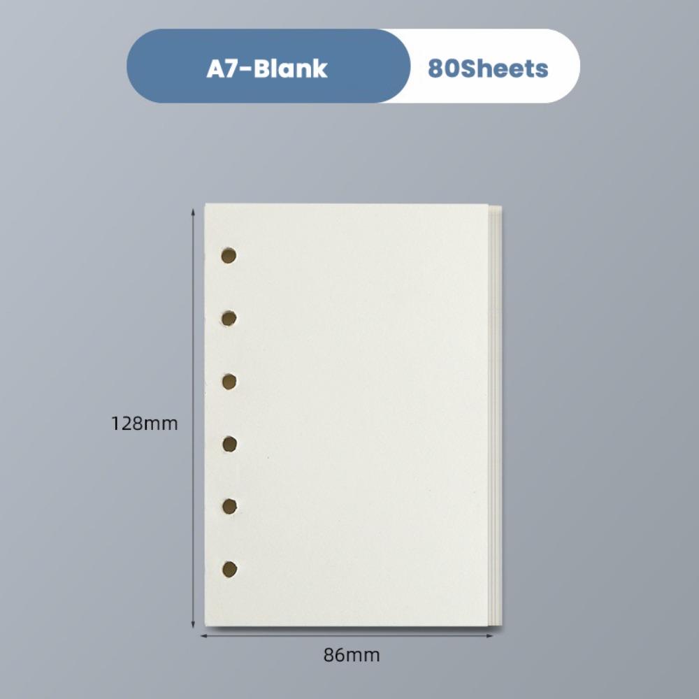 80Sheets A5/A6/A7 Notebook Refill Paper Kraft Paper 6-hole Binder Inner Page Students