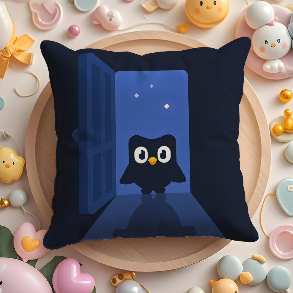 Cute Cartoon DDuolingos Pillow Case Soft Plush Fabric DoubleSided Printed Cushion Cover Warm Winter Sofa Pillow Case