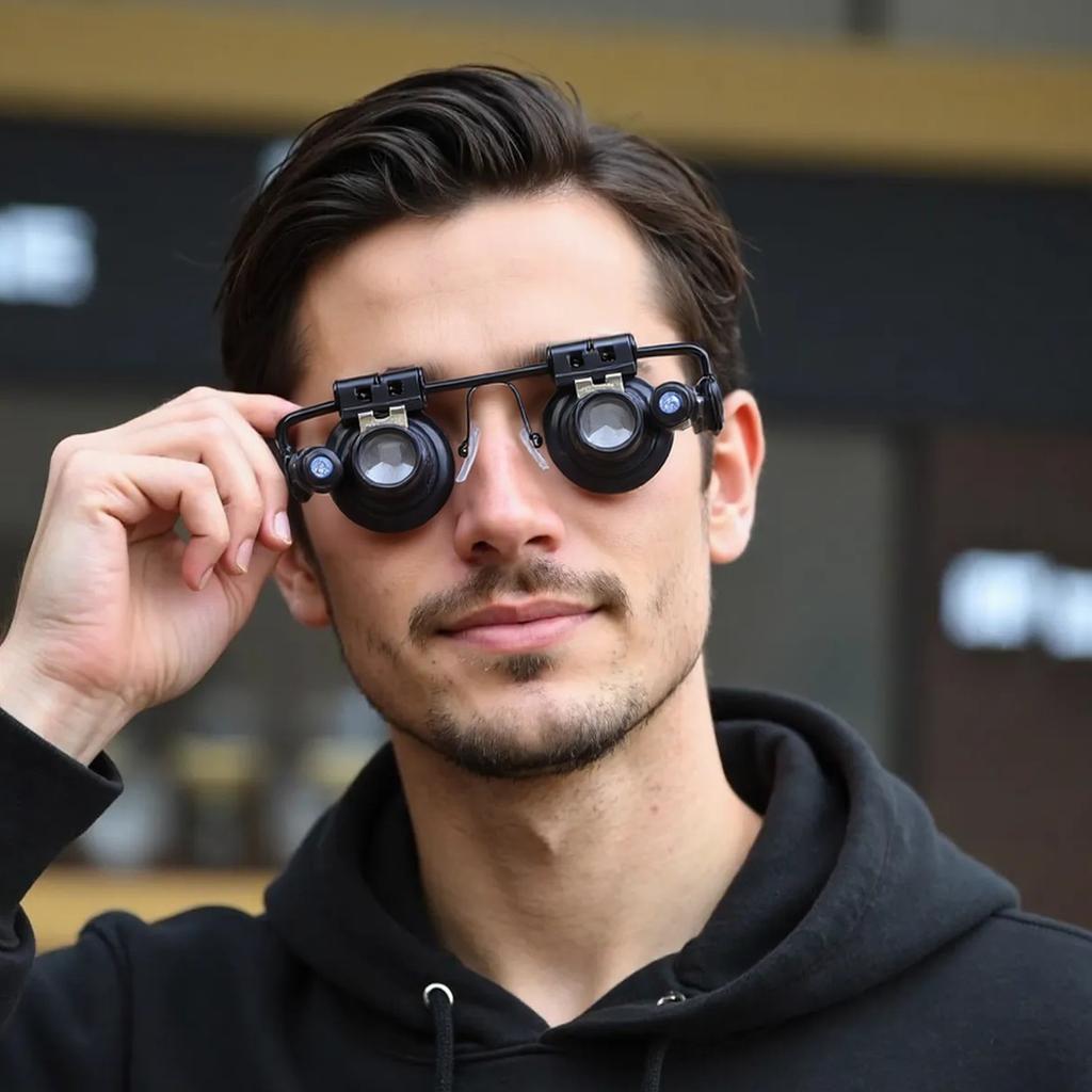 Лупа с двойной линзой 20-кратного увеличения, подходит для оценки ювелирных изделий и ремонта часов, эргономичный дизайн, удобное использование