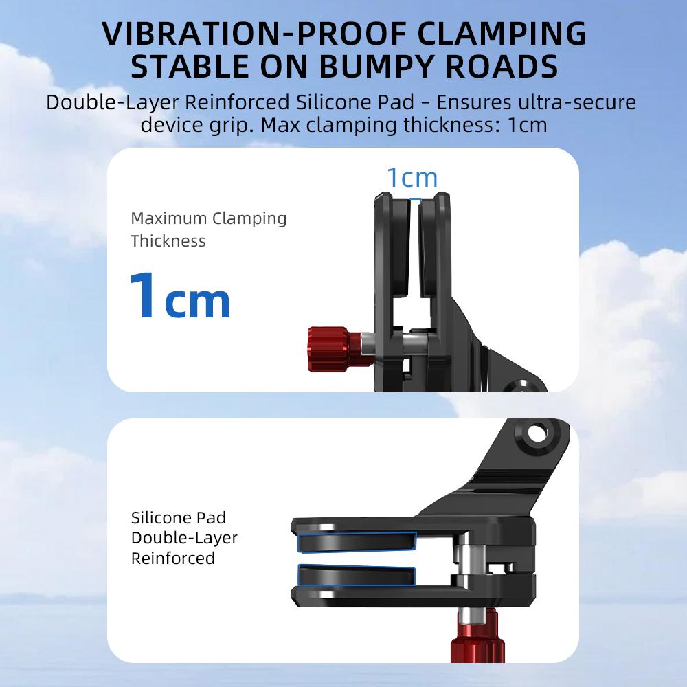 FLYMILE Motorcycle Windshield Mount for Action Cameras Clamp Holder