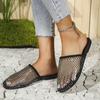 Big Size 43 Women's Mesh Slippers 2024 Summer Fashion Banquet Slides New Hollow Breathable Casual Closed Toe Slippers Women