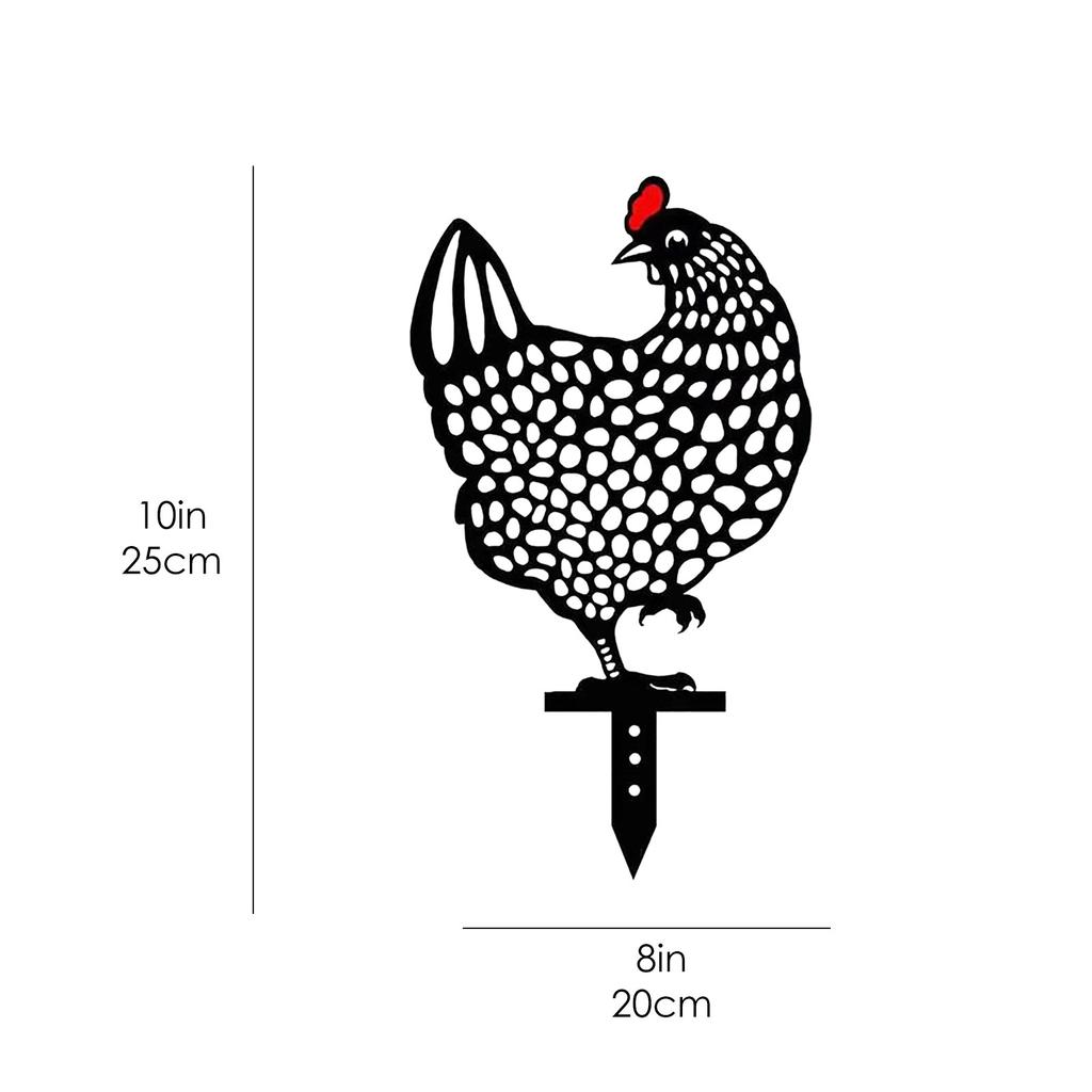 Garden Decoration Outdoor Garden Backyard Stakes Metal Hen Yard Decor Gift