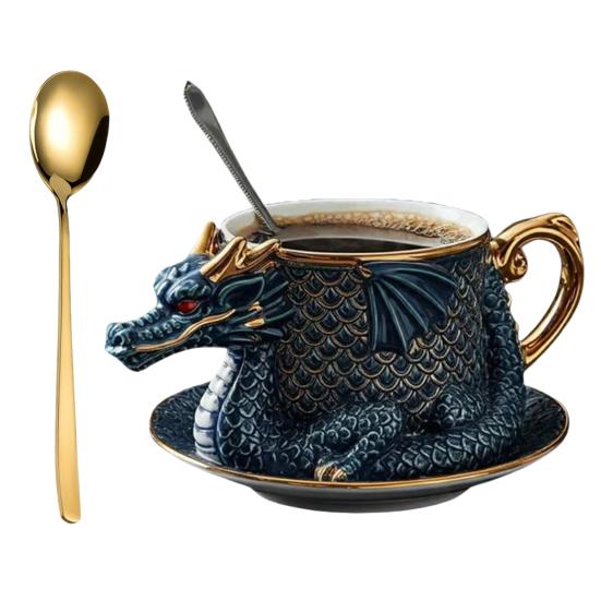 Кофейная кружка в форме дракона, сделанная вручную из смолы, коллекционная, мифическое существо в стиле дракона, декор для кухни