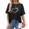 Women Fashion Plus Size Print Tees Summer Casual Round Neck Short Sleeve Top Pullover Loose T-shirt