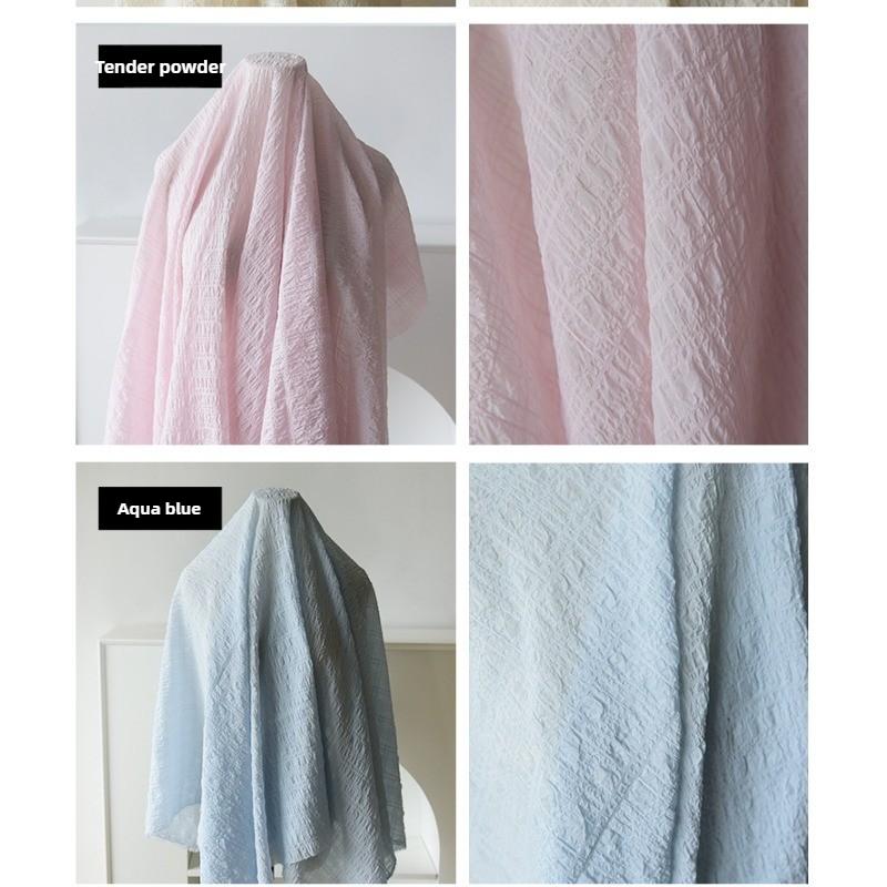 Chiffon Pleated Fabric Micro-elastic Summer By Meters for Curtain Sunscreen Scrunchies Dresses DIY Sewing Breathable Cloth Plain
