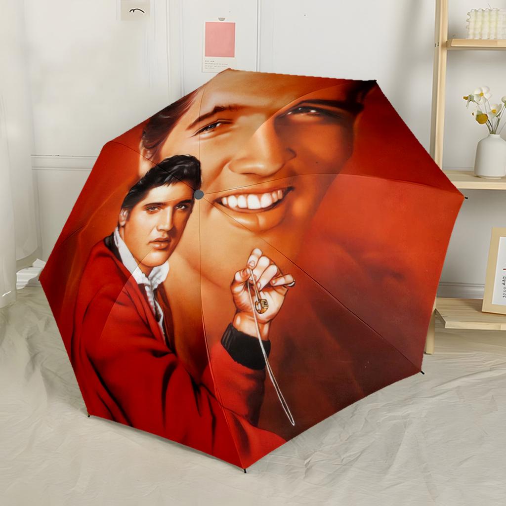 Elvis Presley's Comeback Special Portable Automatic Umbrella Compact Durable 8 Rib Design Durable Plastic Iron All Season Umbrella for Travel