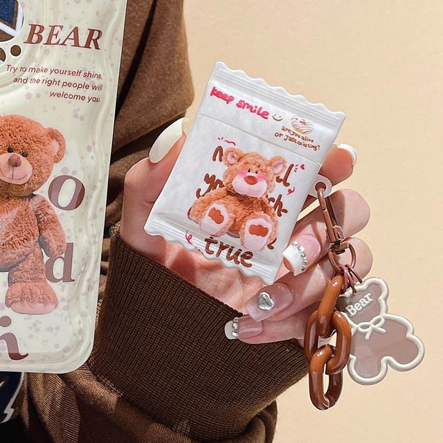 Чехол для наушников INS Heart Windmil для AirPods AirPod 2 3, чехол с милым медведем и разноцветными бусинами, подвеска, мягкий силиконовый чехол для AirPods Pro