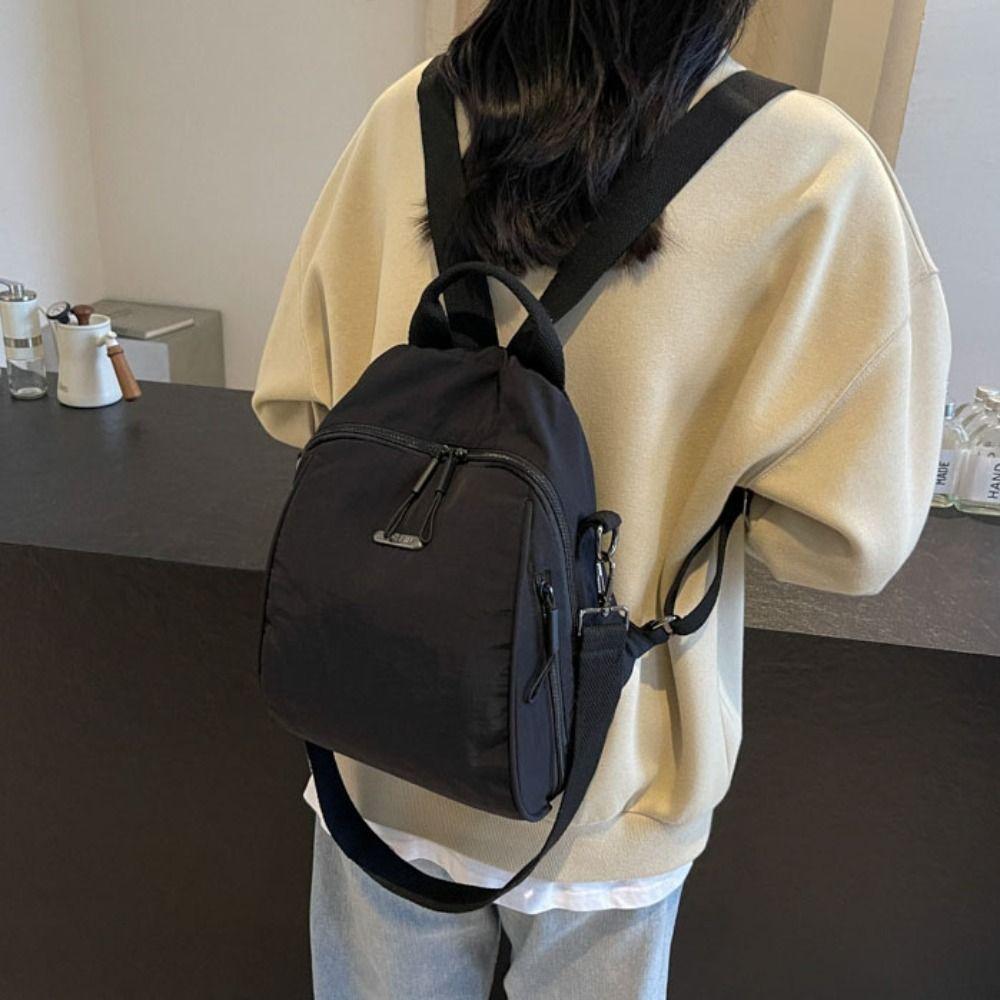 Small Pack Sport Nylon Backpack Solid Color Retro Backpack Solid Color Shoulder Bag Students
