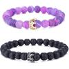 UEUC King&Queen Crown Distance Couple Bracelets His and Her Friendship 8mm Beads Bracelet