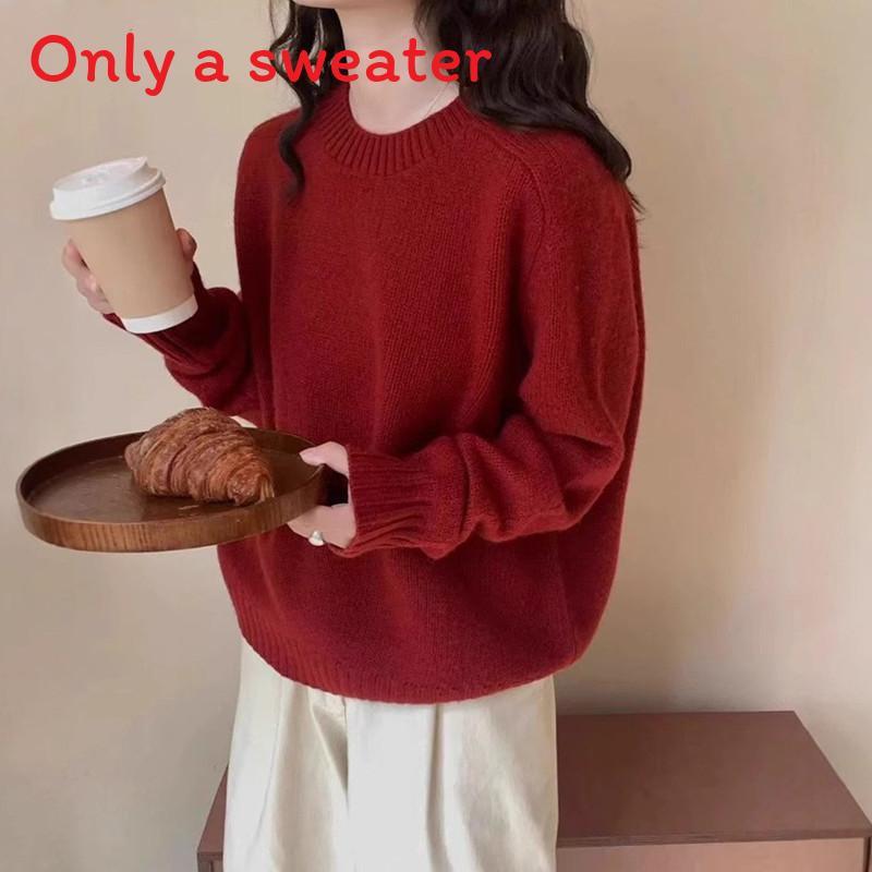 Lazy Style Knit Sweater For Women With Solid Color Design For Autumn Chill