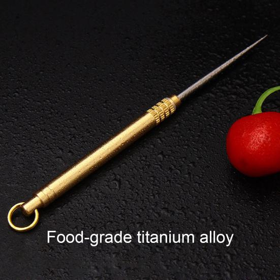 Yousheng Portable Titanium Alloy Toothpick Reusable Food Grade Metal Toothpick Multi-functional Travel Detachable Pocket Tooth Pick Keychain Pendant