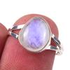 Натуральный Радужный Лунный Камень Драгоценный Камень Ручной Работы Серебро 925 пробы Кольцо Размер 7 K1M86