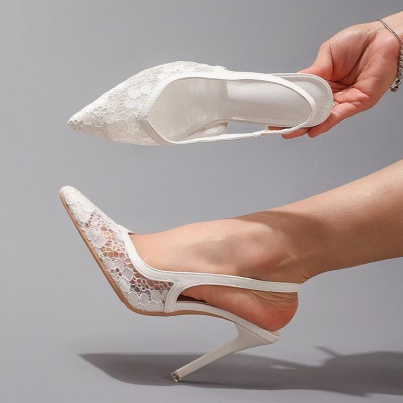 Модная Роскошная Белая Кружевная Обувь на Супер Высоком Каблуке для Женщин Осенние Элегантные Остроносые Банкетные Свадебные Туфли Бренд Женские Шпильки