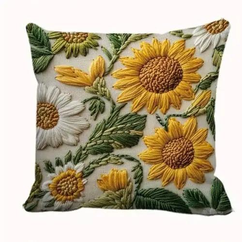 Домашний Декор Подсолнухи и Ромашки Цветочный Узор Наволочка с Рисунком Чехол для Подушки Подходит для Дивана Спальни Автомобиля Наволочка