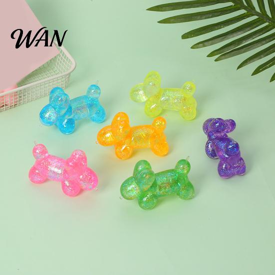 Kids Stress Relief Toy Glitter Balloon Dog Squeeze Toy, Transparent Sensory Soft Stretchy Animal Shape Fidget for Home Office Classroom