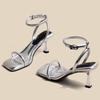 Silver High Heels Women's Stiletto Summer with Skirt One-word Belt Beautiful High Heels Sandals Women