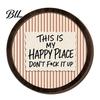 Wall Decor for Bathroom Retro Wooden Striped Decoration with Funny Slogan, Rustic Hanging Ornament, Decorative Frames Walls Round Mounted Art