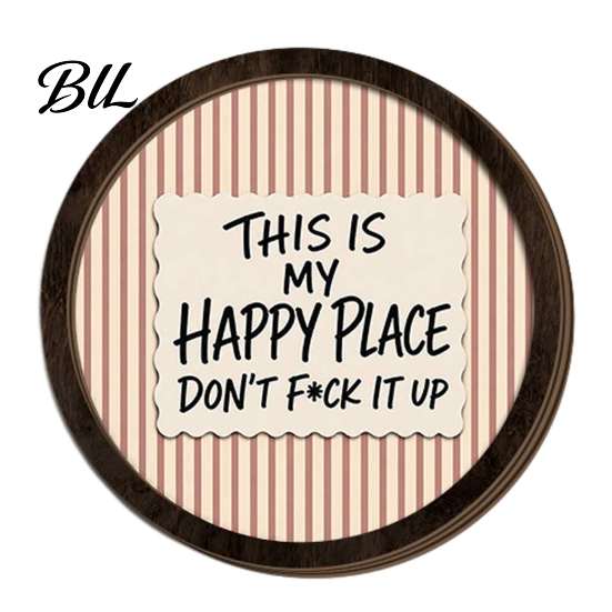 Wall Decor for Bathroom Retro Wooden Striped Decoration with Funny Slogan, Rustic Hanging Ornament, Decorative Frames Walls Round Mounted Art