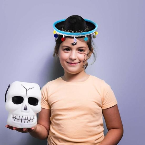 6 шт., повязка на голову сомбреро на Хэллоуин, мексиканские вечерние шапки с плюшевыми помпонами, праздничные фиесты, реквизит для косплея