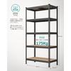 SONGMICS 5-ярусная стальная стойка, ширина 90 см, открытый стеллаж, стильная кухонная стойка для хранения, книжная полка, грузоподъемность 875 кг, 180*90*45 см, черный, GLR450B