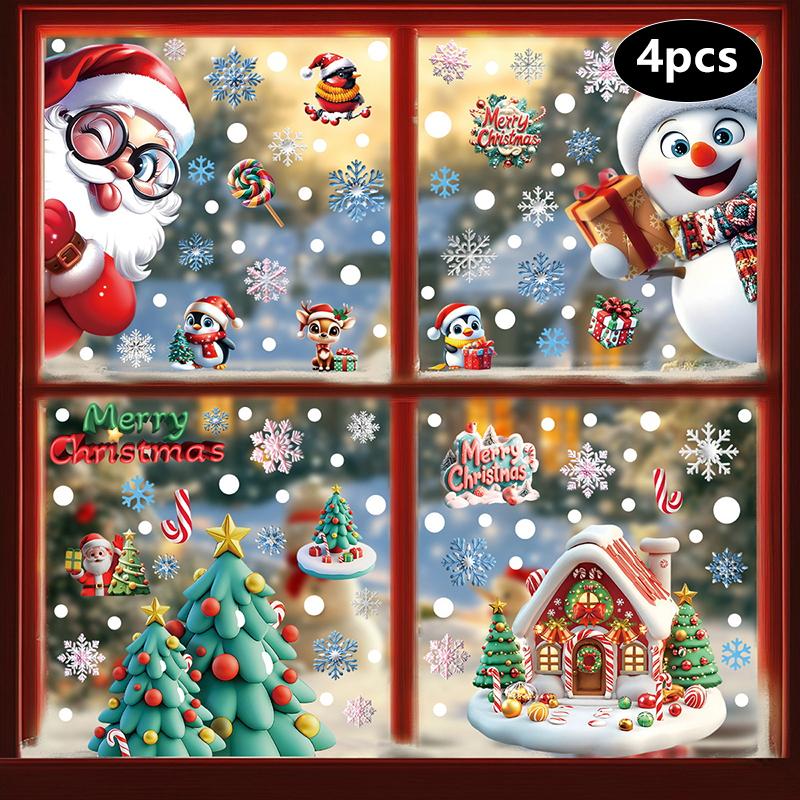 Creative Christmas Decorations, Electrostatic Stickers, Shop Window Decorations, Christmas Decorative Glass Stickers