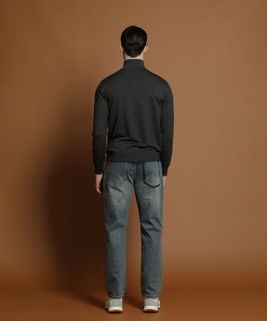 PANICALE Dark Gray Soft Half-Zip Knit