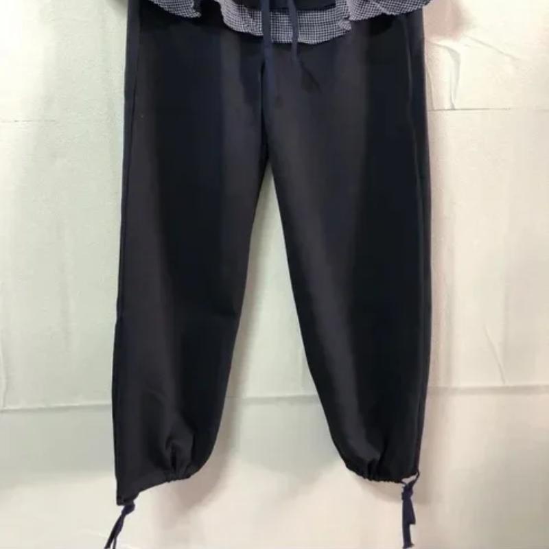 Европейские и американские женские осенне-зимние милые маленькие сетчатые пэчворк-юбки с листьями лотоса повседневные брюки с эластичной талией