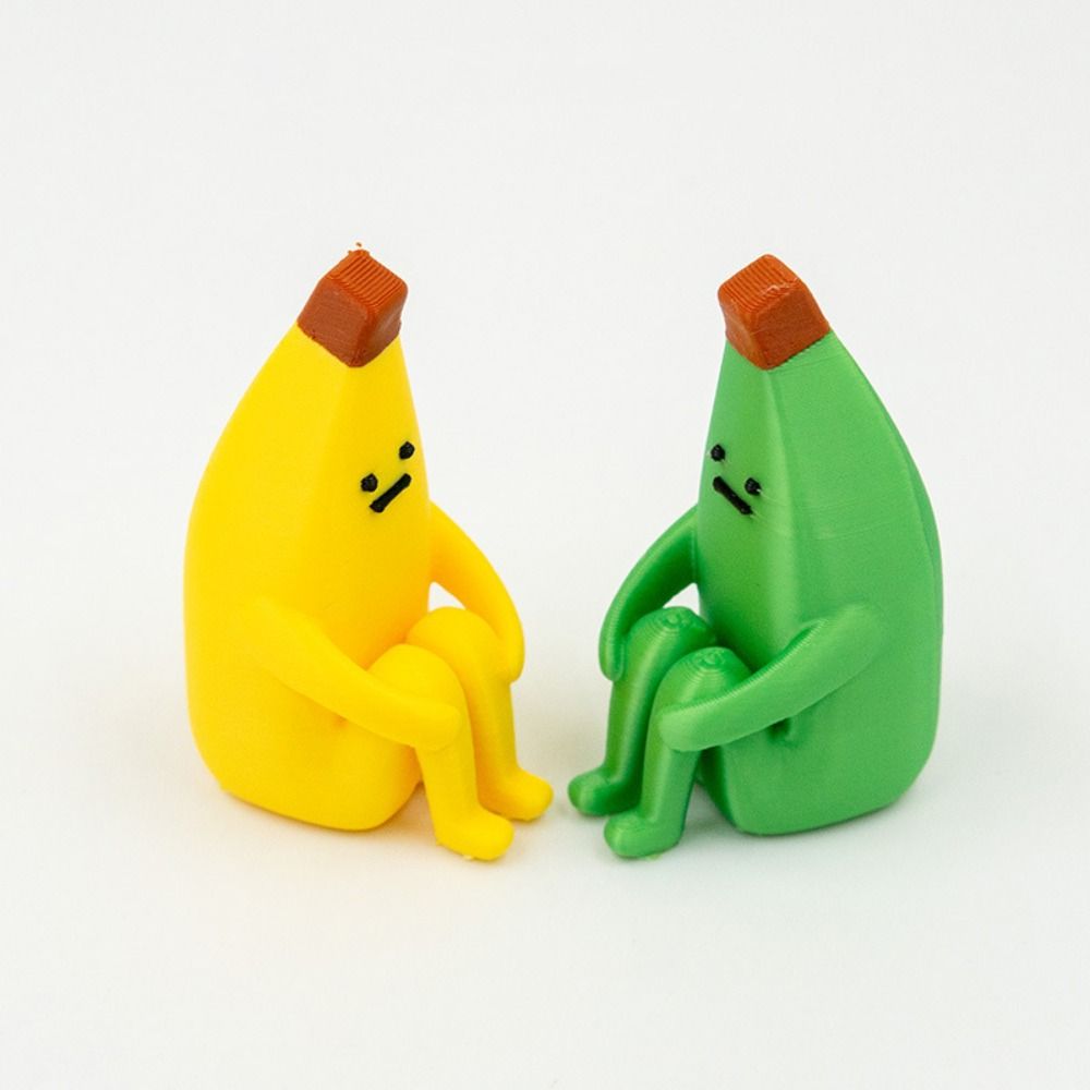 Yellow Green Anxious Banana Ornaments PLA Material Mini Model Desktop Toys Home Decoration